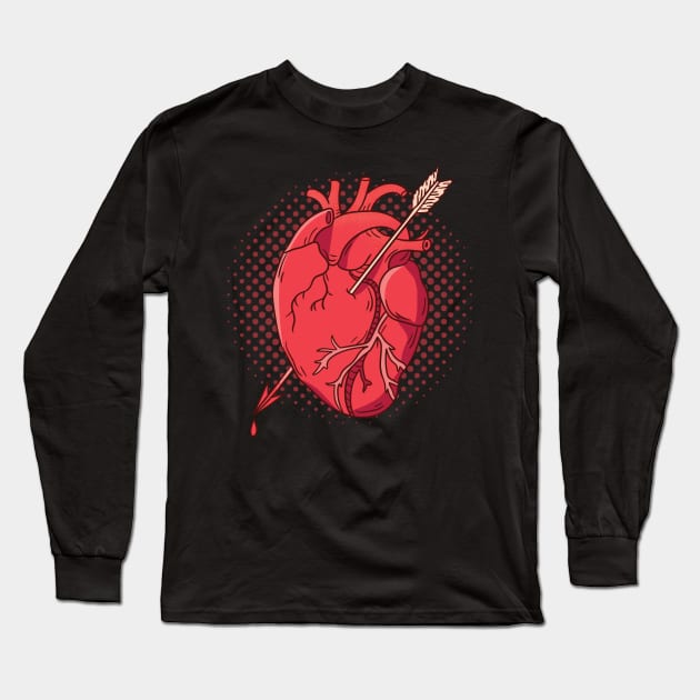 Valentine Day Arrow Heart bleeding Boys Girls Kids Gifts Long Sleeve T-Shirt by barranshirts